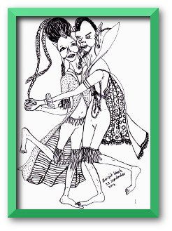 originele kleurplaat van 2 dansende elfen